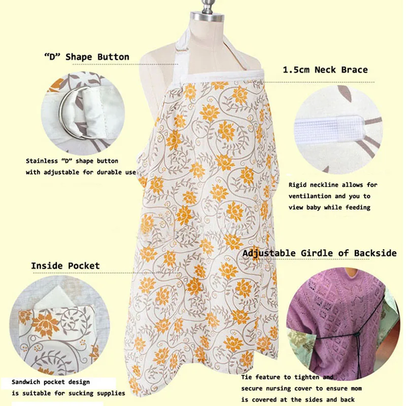 

Cotton Breast Feeding Nursing Covers Baby Infant Breathable Nursing Apron Cotton Muslin Nursing Cloth Nursing Cape Feeding Cover
