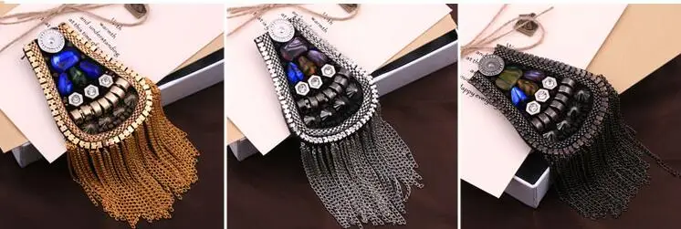 

Free shipping metal high quality garment applique Unique Cosplay epaulet with tassel shoulder badge with pins at back