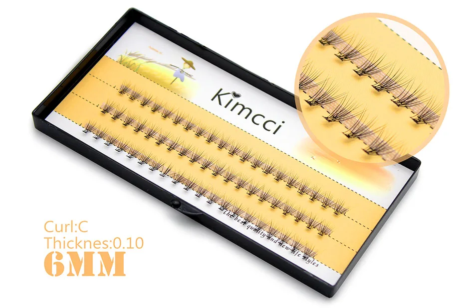 Kimcci 4 чехла/лот натуральные длинные Индивидуальные Кластерные ресницы для наращивания профессиональные 10D Поддельные Накладные ресницы для макияжа