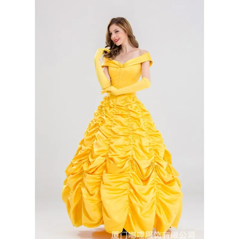 JESDEVICO Хэллоуин взрослая Красавица и Чудовище колокольчик костюм принцессы Белль