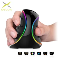delux m618 plus ergonomics vertical gaming wired mouse 6 buttons 4000 dpi optical rgb wireless right hand mice for pc laptop