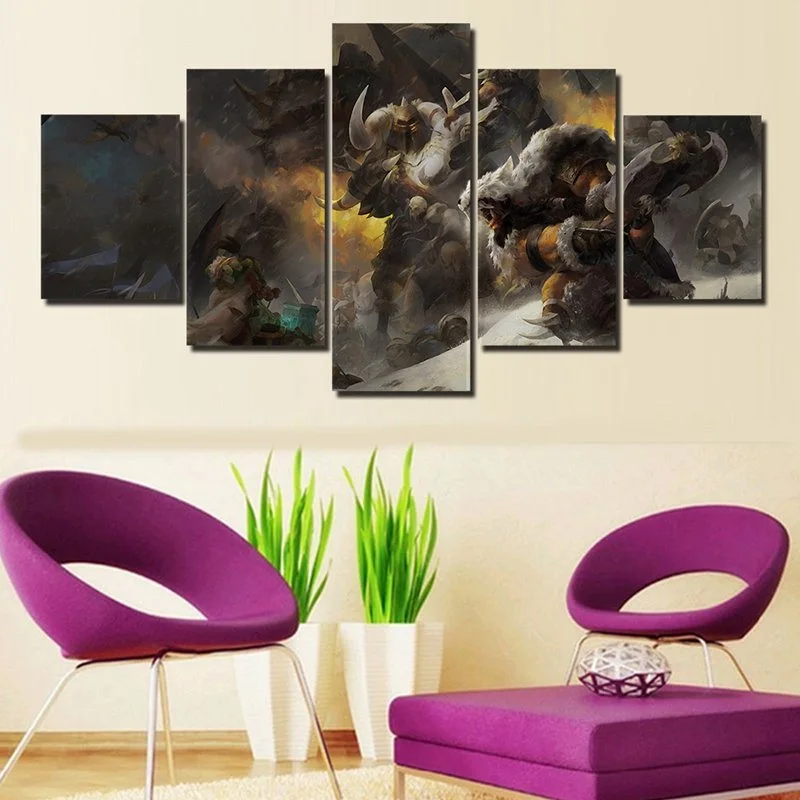 color Paintings World War Battle DOTA Modern Game Poster Wall Print 5 Panel Home Decorations Living Room Abstract 25 | Дом и сад