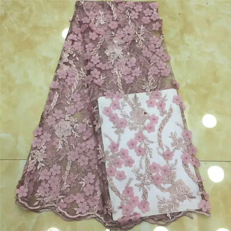 

3D flower Appliqued lace African Lace Fabric 2019 High Quality Nigerian Lace Fabrics Embroidery French Tulle Lace Fabric x14-75