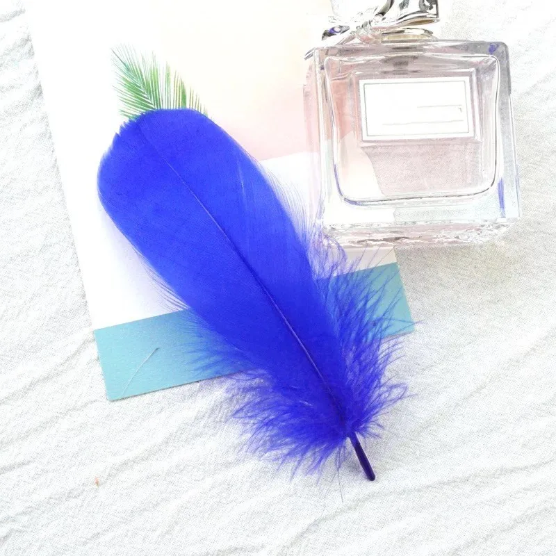 Royal blue 100 шт, натуральные гусиные перья 8-12 см, цветные перья лебедя, шлейф для домашнего украшения, рукоделие, украшение для ювелирных изделий - Цвет: Royal blue