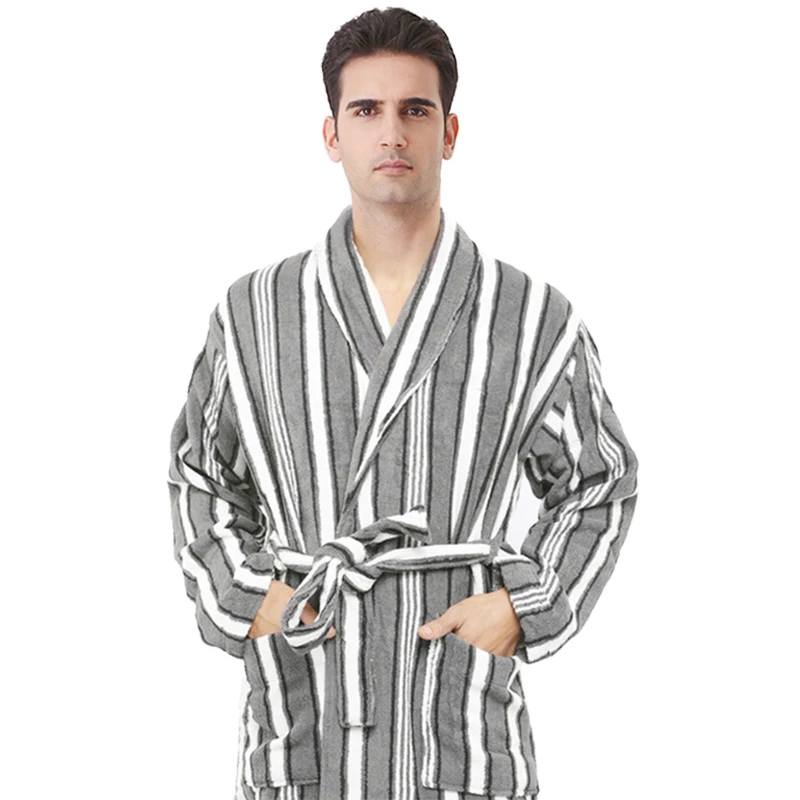 Мужские банные халаты большого размера из 100% хлопка Мужская Утепленная одежда