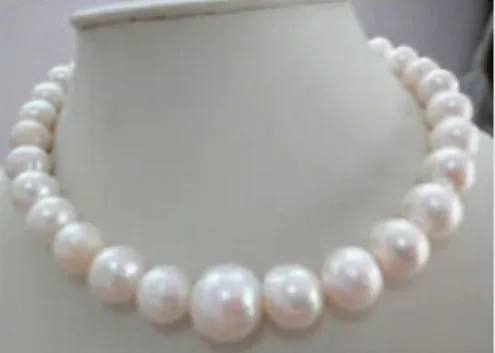 free shipping HUGE 18&quot11-13MM NATURAL AUSTRALIAN SOUTH SEA GENUINE WHITE NUCLEAR PEARL NECKLACE | Necklaces