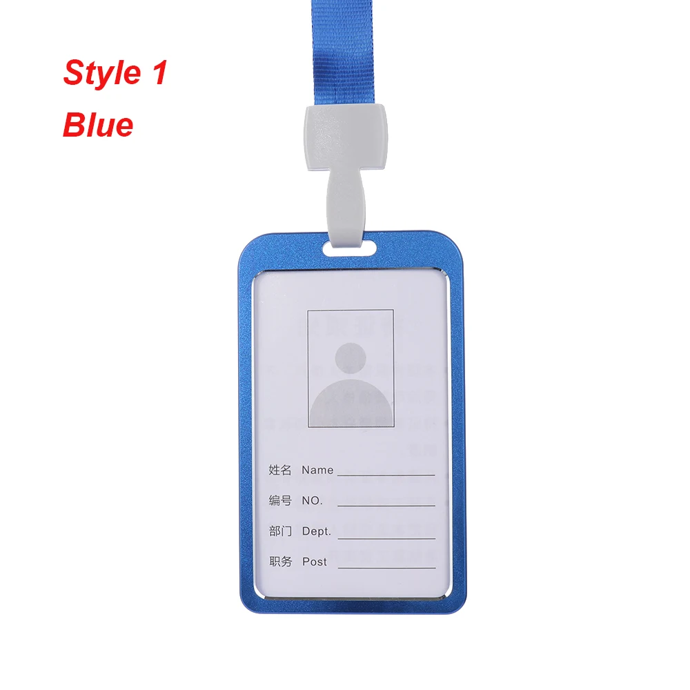 style 1 blue Офис школа ID Бизнес чехол держатель для карт алюминиевый сплав имя работника ID карта Обложка металлический рабочий сертификат идентификационный значок тег - Цвет: style 1 blue