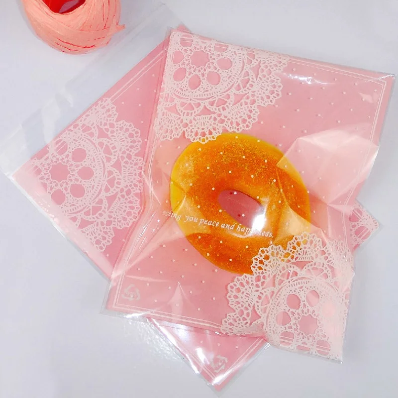 50 шт. белые кружевные пакеты для печенья самоклеящиеся свадьбы целлофановые