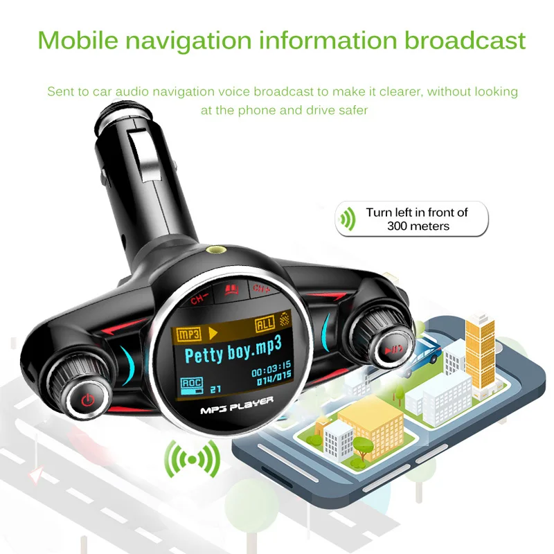 Bluetooth автомобильный комплект mp3 плеер беспроводной FM передатчик Aux модулятор с USB