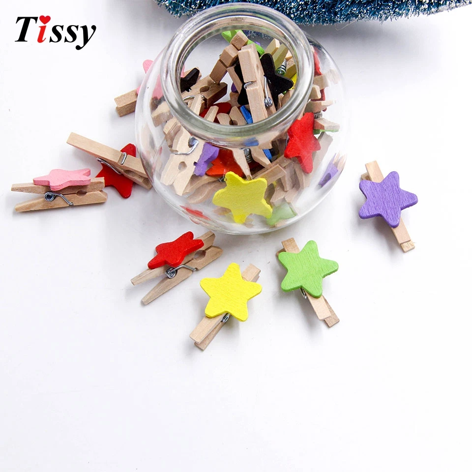 Прищепки деревянные в виде милых звезд разноцветные 50 шт.|crafts diy|craft clipscraft clothespin |