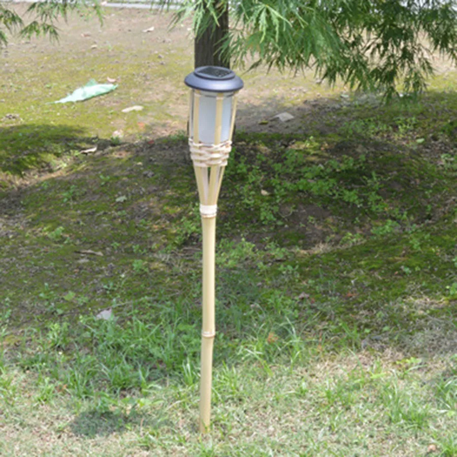 

Thrisdar 8PCS Handcraft Bamboo Solar Garden Torch Light Outdoor Patio Pathway Solar Spike Spotlight Solar Tiki Torch Light