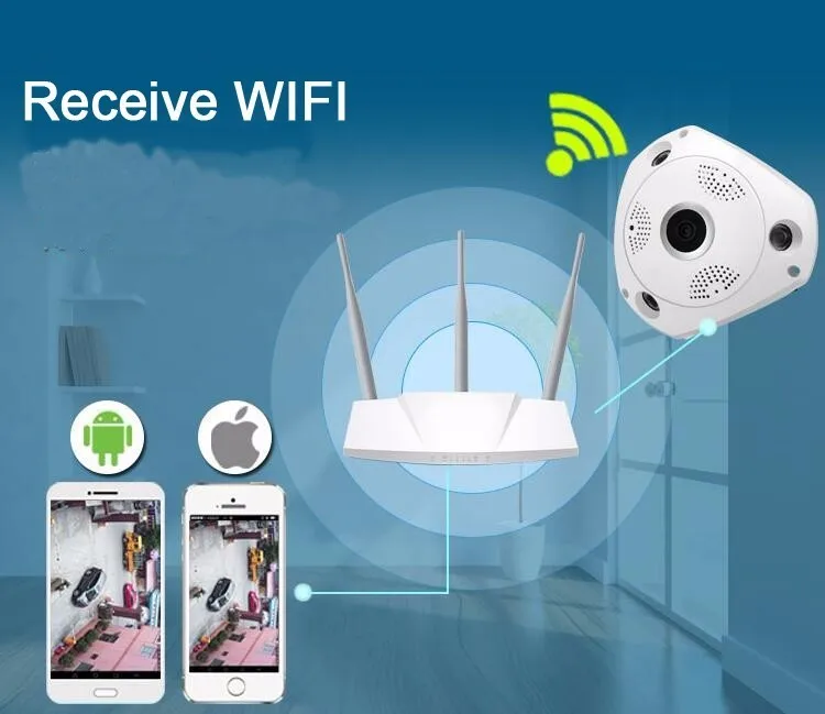 

Wifi IP Wide Angle VR Camera Wireless 3MP HD Smart 360 Degree Fishey Panoramic Network CCTV Security Home Surveillance Cam