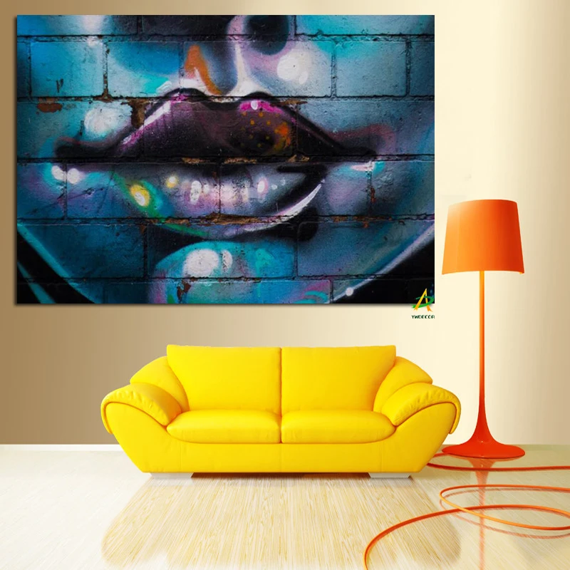 YWDECOR HD Печать Граффити искусство женские с красными сексуальными губами живопись