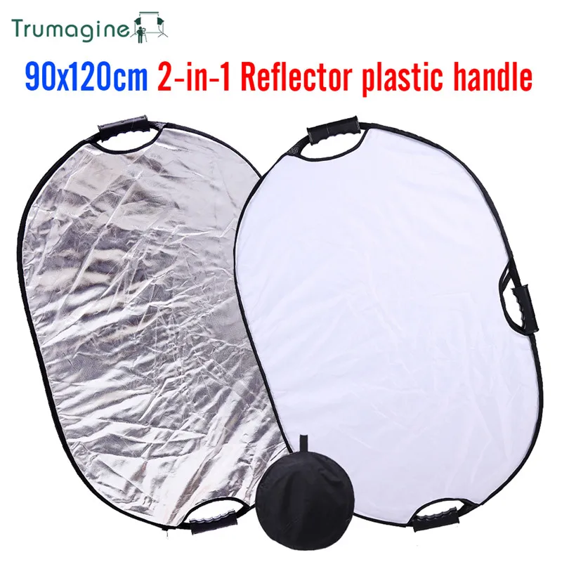 

TRUMAGINE 90x120CM 2 IN 1 Silver/White Portable Collapsible Light Oval Reflector Light Reflector Diffuser Photography Reflector