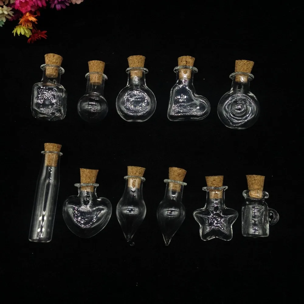 

500 pcs small transparent glass bottles with cork caps of different shapes can be used as perfume bottles DIY gift jewelry