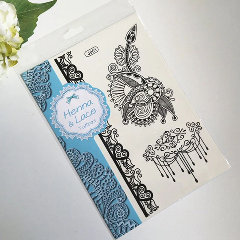 1 шт. черные хны тату наклейки в виде кружева для краски тела цветок хна свадебные