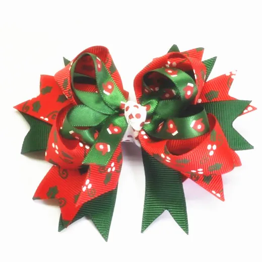 

20pcs Christmas Glove Candy Printing Ribbon Stacked Bow