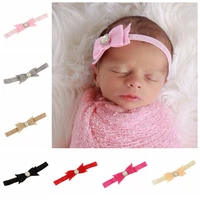 yundfly newborn felt bow elastic headband with pearl rhinestone center bow hair bands birthday gift baby photo props