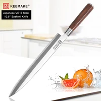 keemake premium 10 5 inch sashimi kitchen knives japanese vg10 2 layer stainless steel blade sharp fish fillet knife wood handle