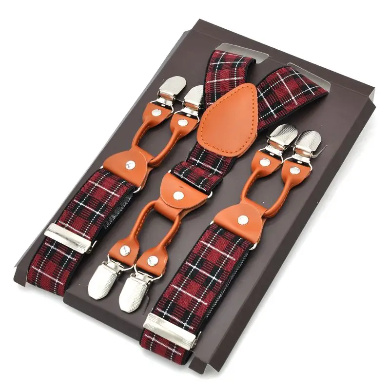 Модные мужские Эластичные подтяжки кожаные зажимы для штанов взрослых Tirantes Hombre