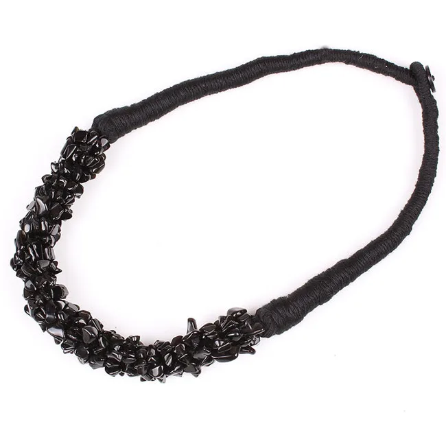 Женское колье ручной работы чокер из черного натурального камня с