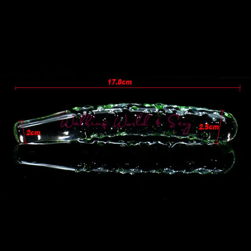 Унисекс стеклянный фаллоимитатор Кристальный огурец с гранулой для мастурбации