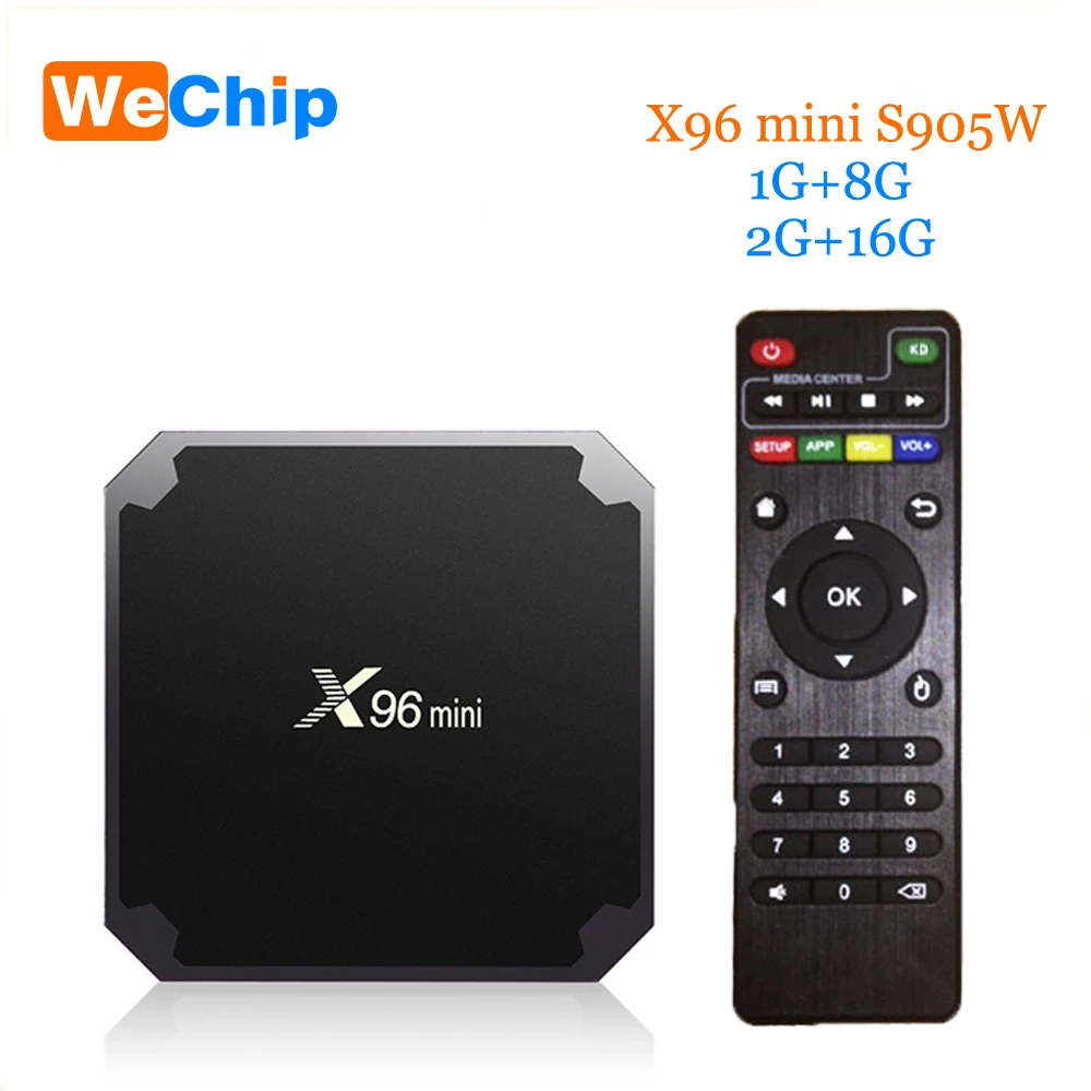 ТВ-приставка Wechip X96 mini Android 7 1 2 + 16/1/8 ГБ Wi-Fi Amlogic S905W 4 ядра поддержка H.265 UHD 4K ГГц |