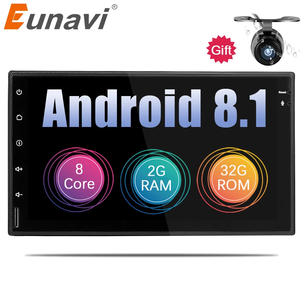 Eunavi Универсальный 7 &quotВосьмиядерный 2 din Android 8 1 автомобильный радиоприемник