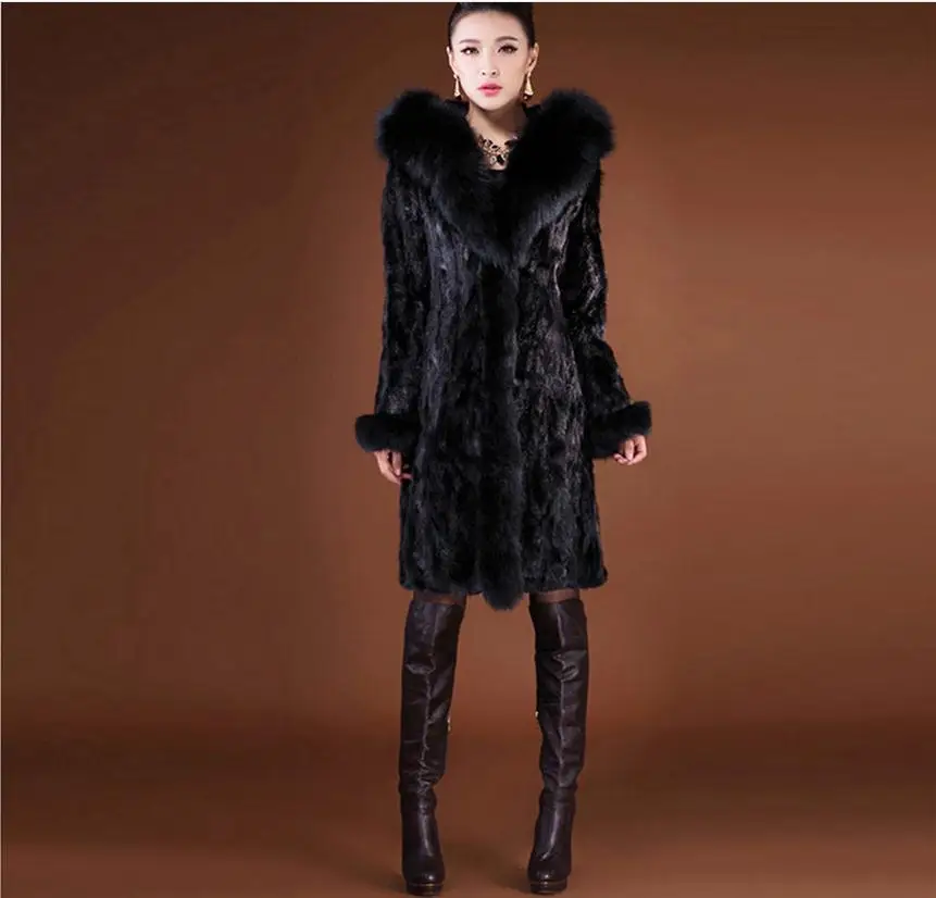 Куртка женская из искусственного меха норки длинная секция повседневная верхняя