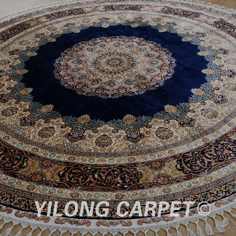 Yilong 9 1 'x9. 1' турецкий Шелковый ковер медальон голубой изысканная Восточная