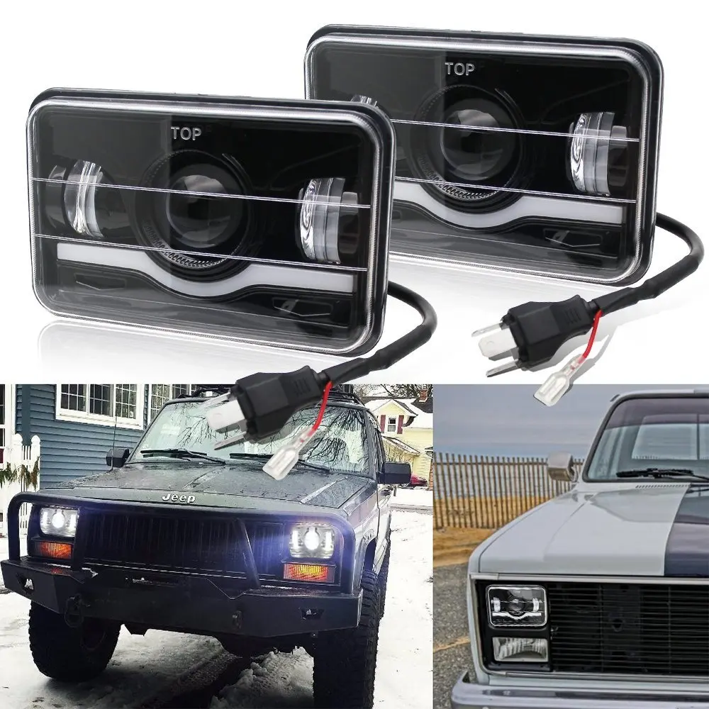4X6 &quotсветодиодный фары лампы квадратных фар W/ DRL с красными глазами