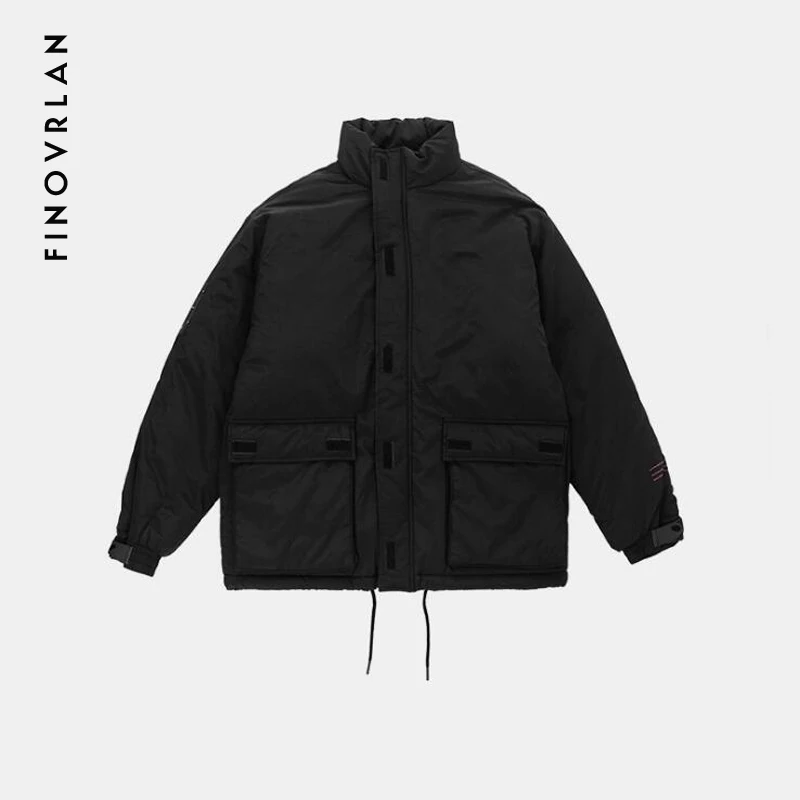 Camperas hombre invierno, зимняя мужская куртка, хип-хоп парка, Hombre куртка, пальто, мужские парки, хлопковая молодежная одежда, уличная одежда - Цвет: Черный