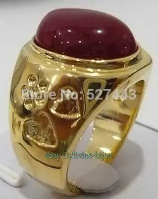 

Красивый новый красный нефрит баньхадо a ouro dos homens anel, таманго: 9 # кольца
