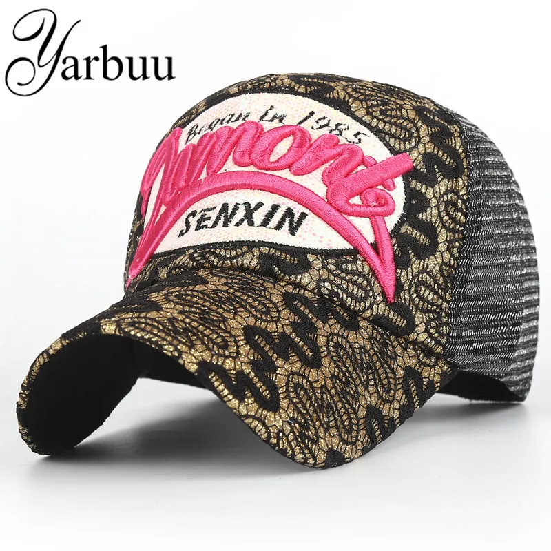 

[YARBUU] baseball caps with letter hot Gold sequins net cap summer snapback hat casquette bone hats for women men wholesale