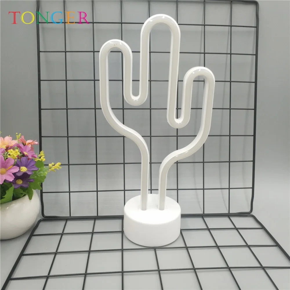 TONGER неоновая Ночная лампа настольная С КАКТУСОМ на батарейках праздничный