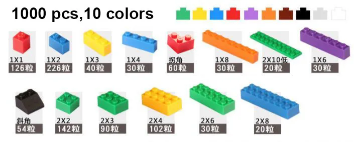 1000pcs Новинка 500/1000 шт Строительные блоки Набор кирпичей DIY креативные игрушки детские развивающие объемные радужные Кирпичи совместимы с большинством блоков - Color: 1000pcs