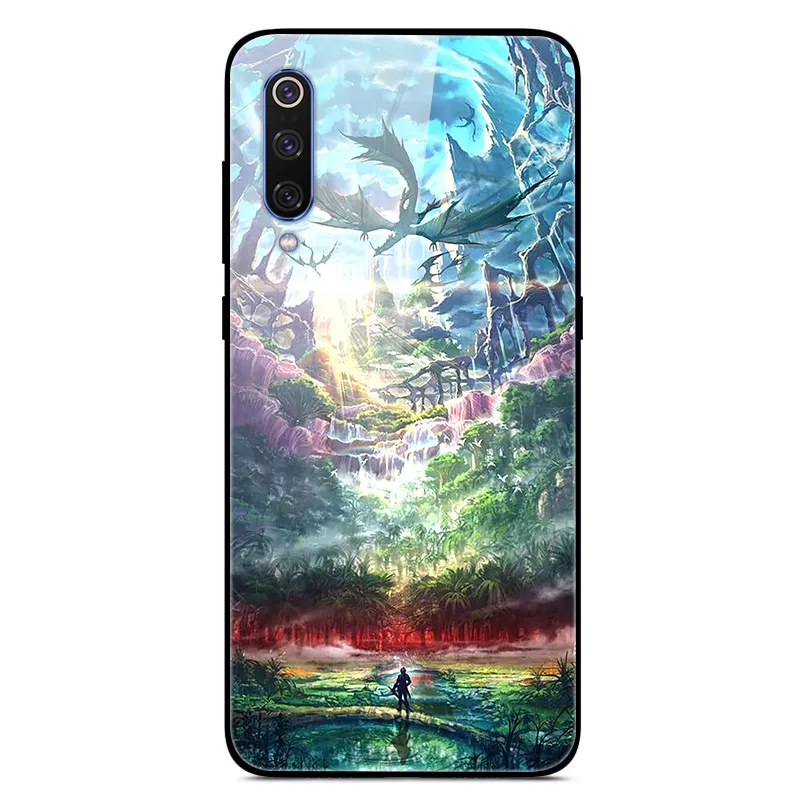 Чехол из закаленного стекла для Xiaomi Mi 9, чехол, стеклянная крышка для Xiaomi Mi 9 SE, чехол, силиконовый бампер, чехол для Xiaomi Mi CC9 Pro 9 Lite - Цвет: Темно-красный