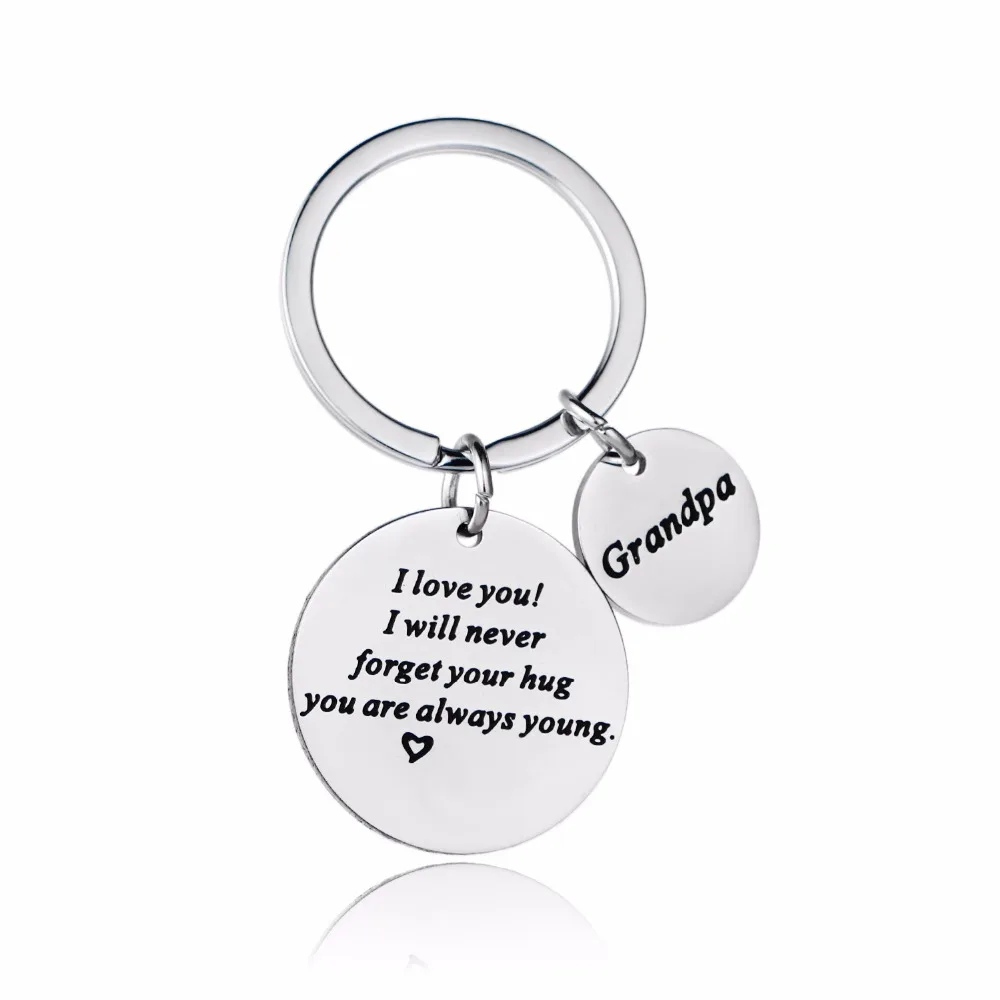 I Love You Grandpa Keychain Stainless Steel Gifs For Grandfather Family Keyring Key Chain Jewelry Pendant Charm Presents | Украшения и