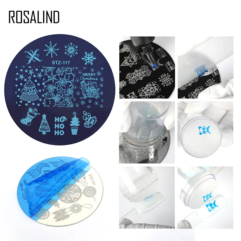 Штамповочная пластина для дизайна ногтей ROSALIND шаблоны из нержавеющей стали