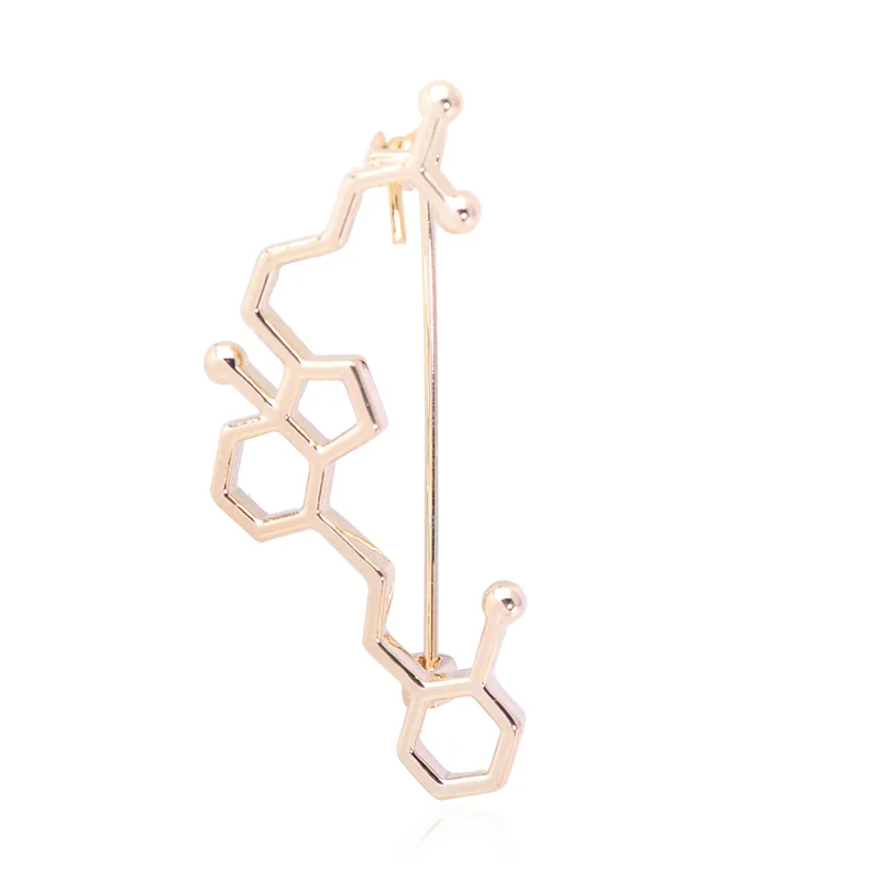 Gold Color Blucome Oxytocin форма Нагрудный значок Золотой Серебряный цвет доктор учёный броши значок медицинские ювелирные изделия для женщин мужчин аксессуары - Окраска металла: Gold Color