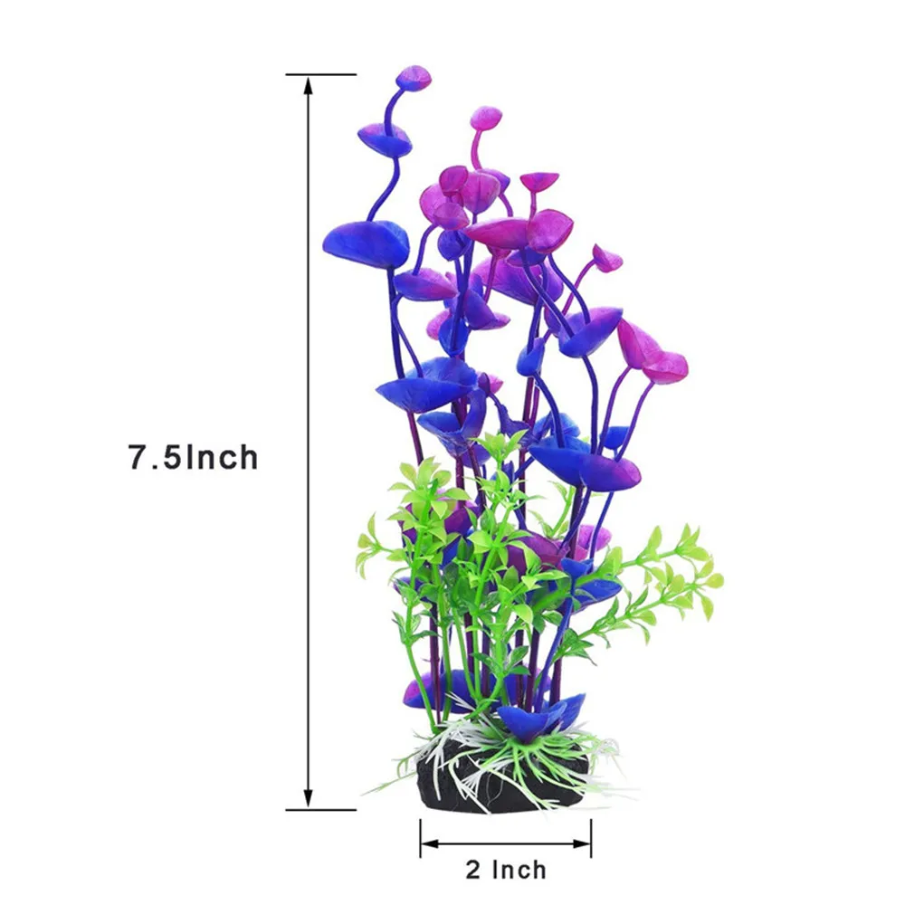 f-purple 1 шт., пластиковые аквариумные растения, украшение для аквариума, искусственные растения, трава, аквариум, искусственные растения, цветок, Высота 13-28 см - Цвет: f-purple