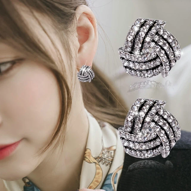 Женские серьги гвоздики с кристаллами Необычные треугольные эмалью модные