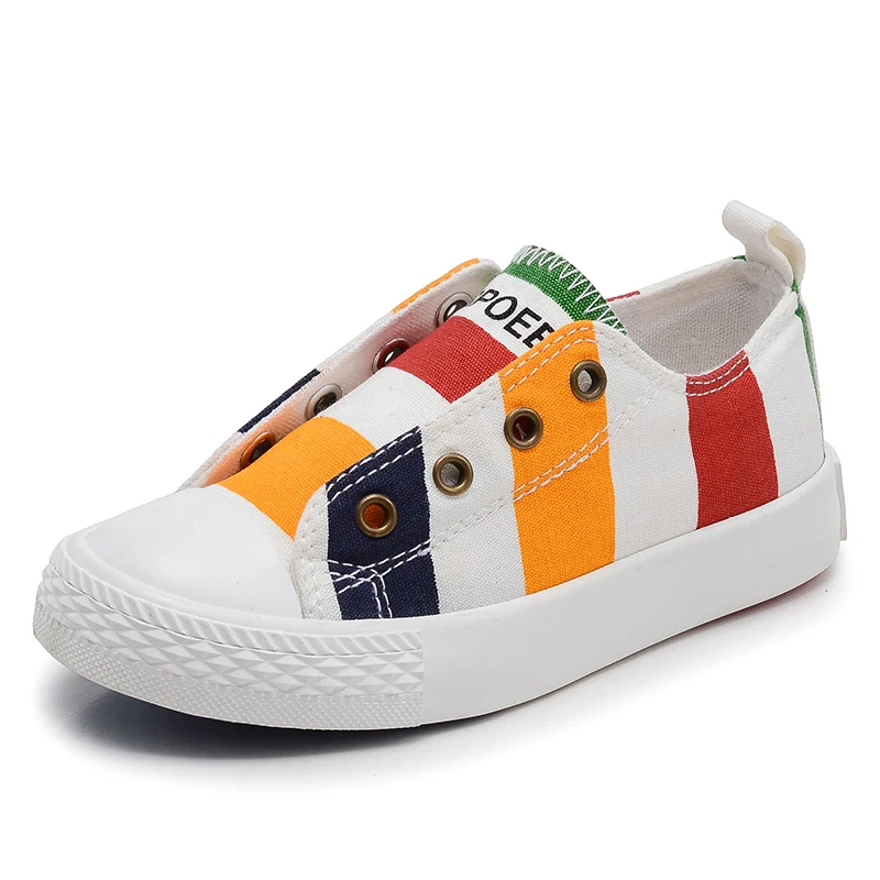 OPOEE 2019 Children canvas shoes boy blue striped girl color breathable board | Детская одежда и обувь