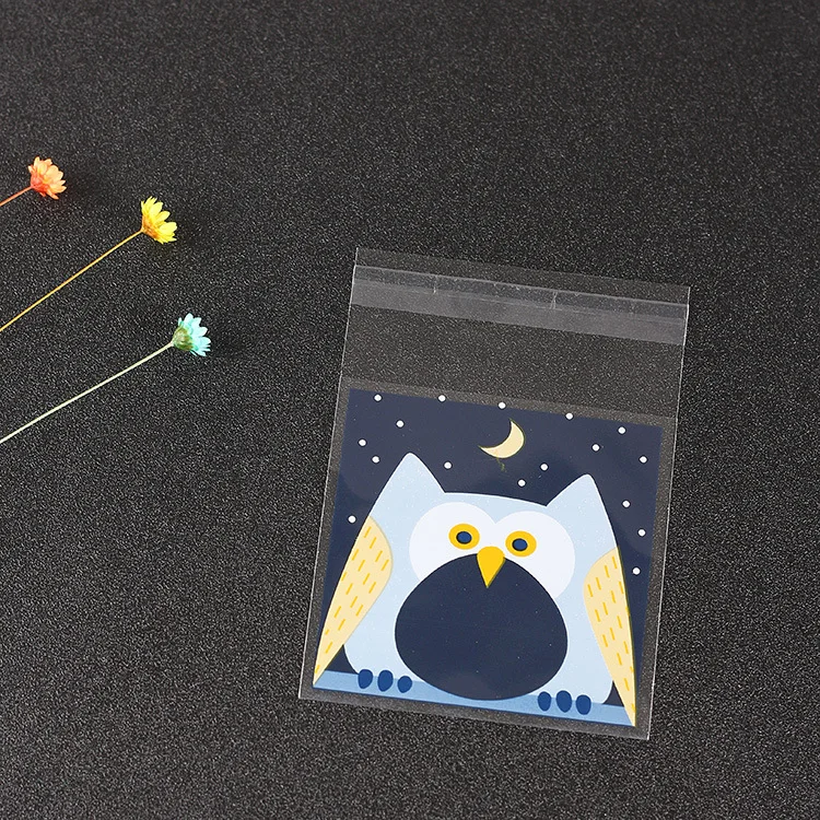 500 шт Милые Сова целлофановые мешки для печенья Рождественский подарок