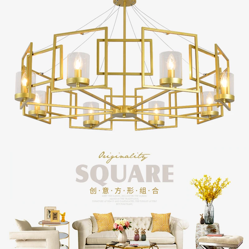 Лофт современный золотой блеск люстры Ретро Золотая люстра освещение|Люстры| |