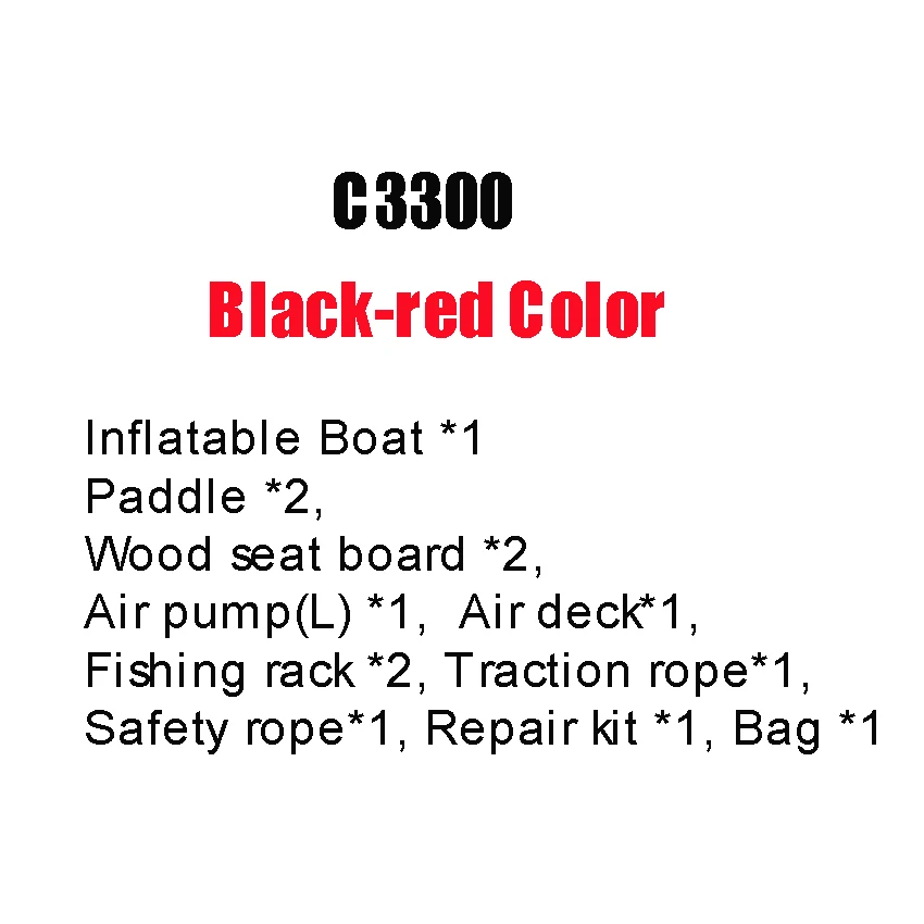 C3300-black-red ПВХ надувная лодка износостойкая плот речная лодка Рыбацкая гребная лодка 0,7 мм/0,9 мм 4-6/5-7/6-8 человек с веслами и воздушным насосом - Цвет: C3300-black-red