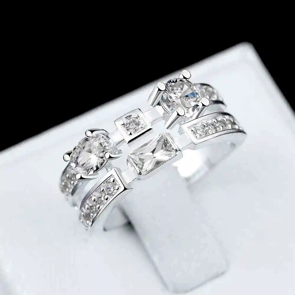 New 2016 silver plated rings Double insets anillos to.us bear oso SMTR692 | Украшения и аксессуары