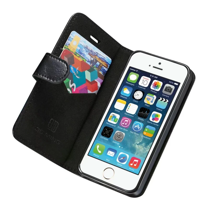 Съемная задняя чехол для iPhone 5 5S SE Роскошный Geniune из натуральной кожи раскладной