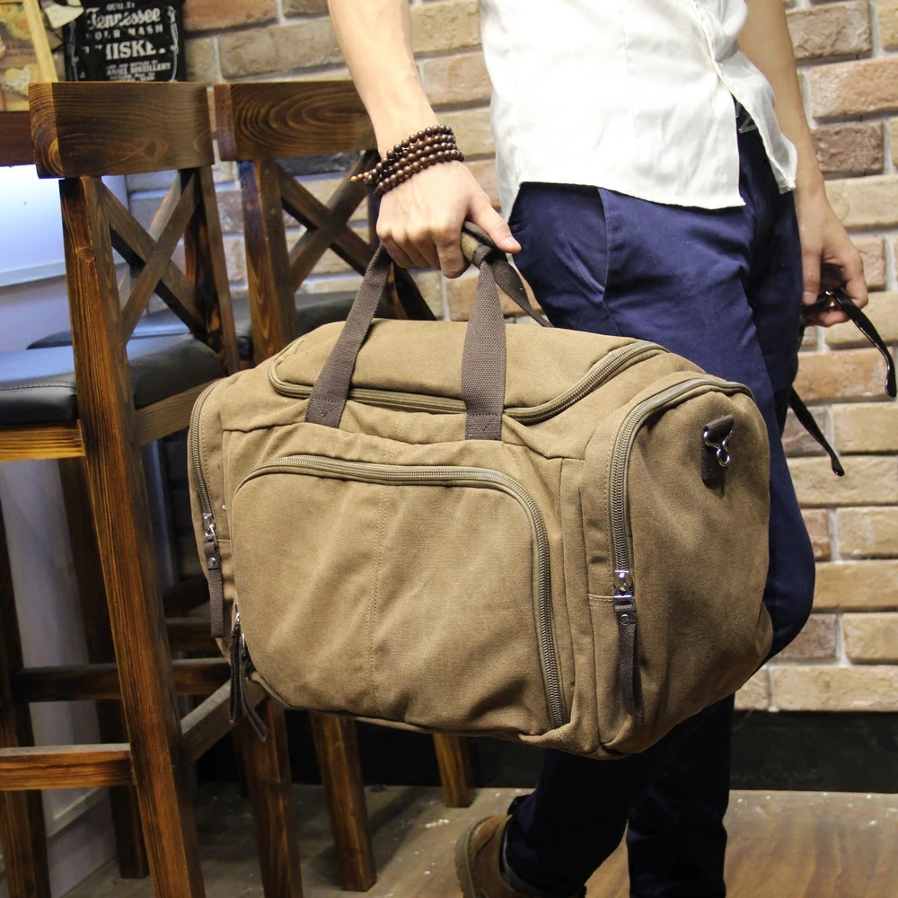 Vintage Canvas Men Travel Bags Weekend Carry on Luggage &amp Leisure Duffle Bag Large Capacity Tote Business Bolso | Багаж и сумки