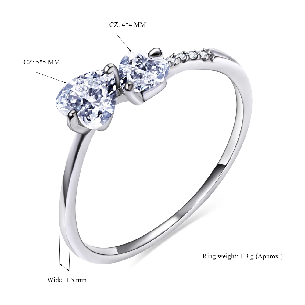 Женское кольцо в форме сердца с блестящим кубическим цирконием прекрасный